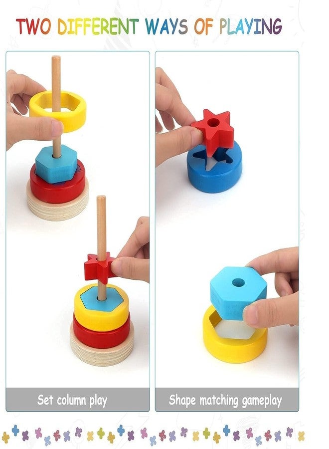 سمونيو برج قوس قزح الخشبي من سمونيو مونتيسوري، لعبة تعليمية للأطفال من عمر 3 إلى 5 سنوات، تُعلّمهم تمييز الأشكال الهندسية، وفرزها، وتكديسها، وتركيبها. لعبة تعليمية مونتيسوري للأطفال الصغار من عمر 3 إلى 5 سنوات. - Image 5